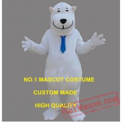 The White Polite Smile Polar Bear Mascot Costume