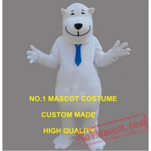 The White Polite Smile Polar Bear Mascot Costume