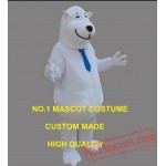 The White Polite Smile Polar Bear Mascot Costume