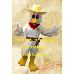 White Cowboy Chicken Mascot Costume