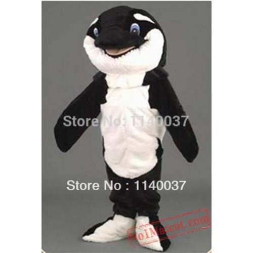 Black Orca Mascot Adult Plush Mascot Costume