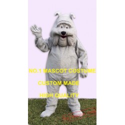 Professional Custom Light Grey Bulldog Mascot Costume