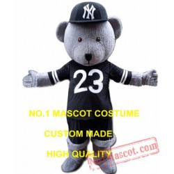 Grey Sport Bear Mascot Costume