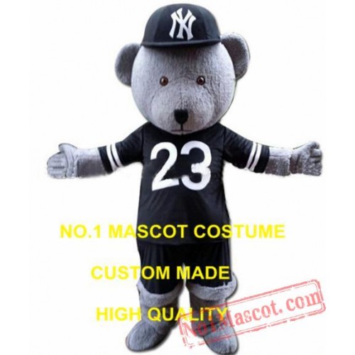 Grey Sport Bear Mascot Costume