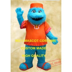 Blue Monster Mascot Long Hair Plush Costume