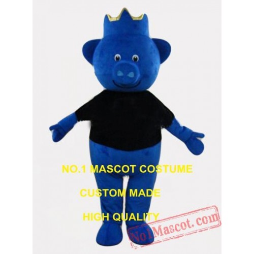 Customized Blue King Pig Mascot Costume