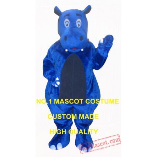 Blue Hippo Mascot Costume