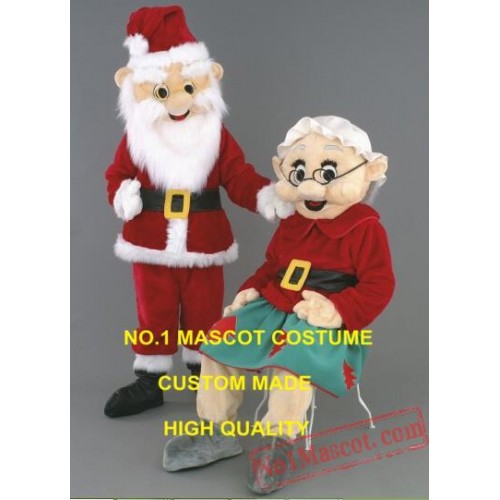 1 Pair Mr & Mrs Santa Claus Mascot Costume