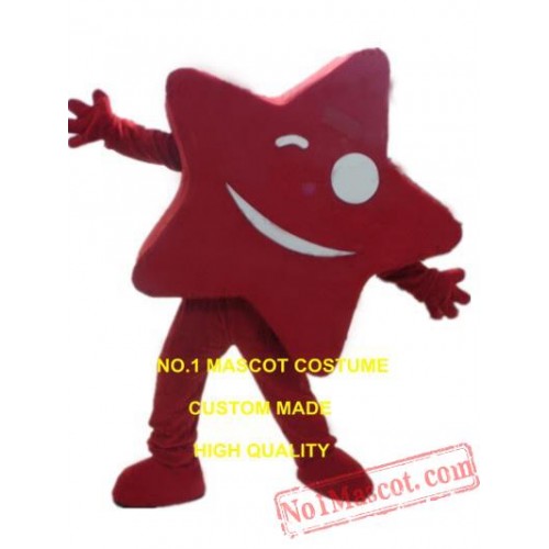 Happy Red Star Mascot Costume