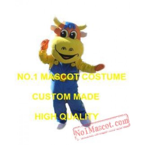 Yellow Cow Mascot Costume