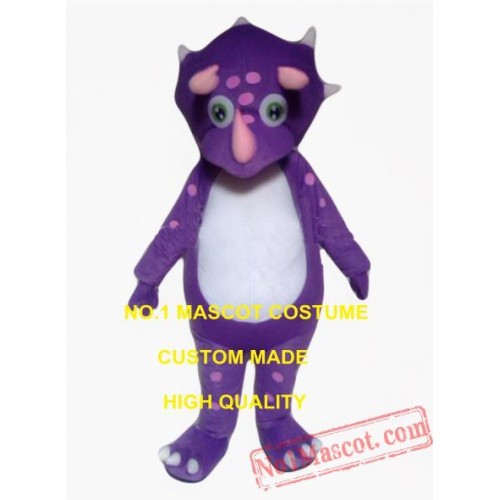 Cute Little Purple Dino Dinosaur Mascot Costume