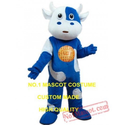 Blue Dairy Cow Cattle Mascot Costume