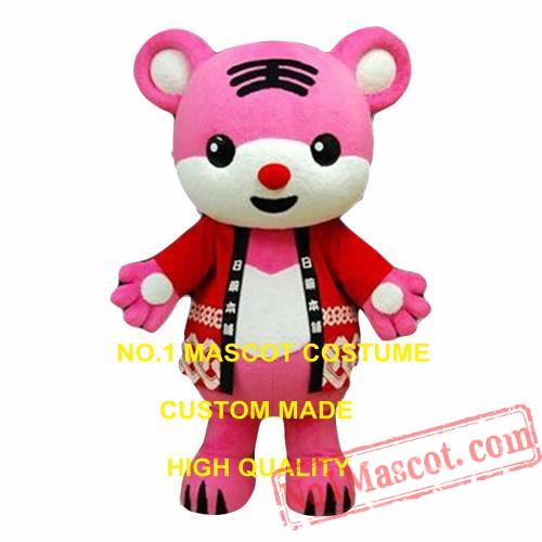 Pink Tiger Mascot Costume