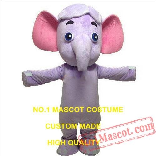 Cute Grey Elephant Mascot Costume