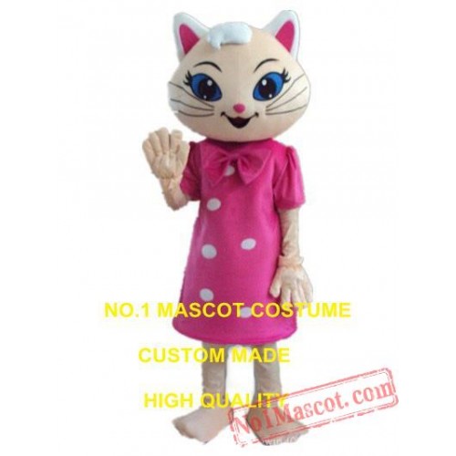 Cute Pink Cat Mascot Costume