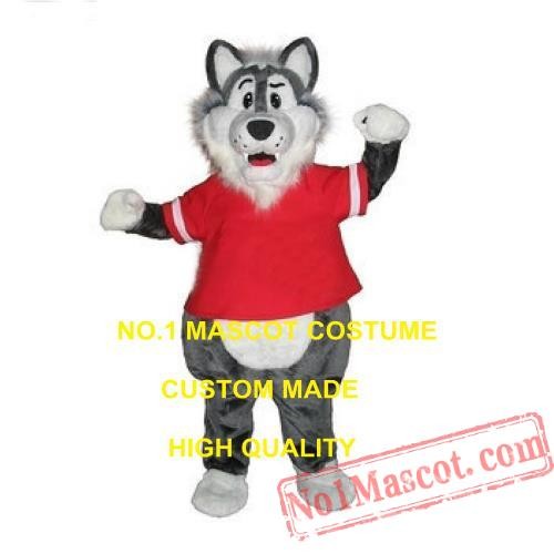 Big Bad Grey Wolf Cartoon Mascot Costume