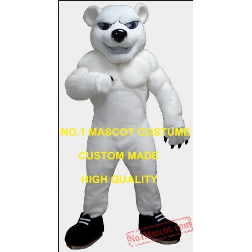 Anime Cosply Costume White Muscle Polar Bear Mascot Costume