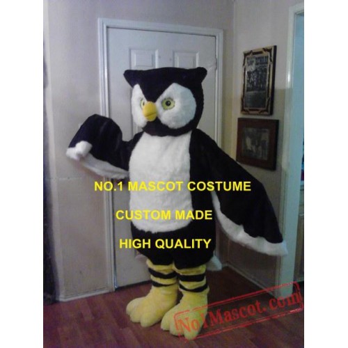 Flush White Belly Black Night Owl Mascot Costume