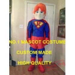 Red Hair Superman Boy Super Hero Mascot Costume