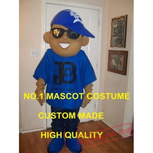 Blue Dj Boy Mascot Costume