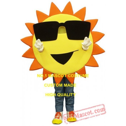 Cool Sunny Summer Sun With Sunglasses Mascot Costume