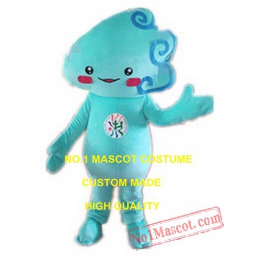 Cute Blue Cloud Mascot Costume