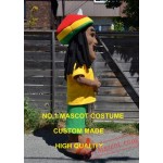 Long Black Hair Man Mascot Costume