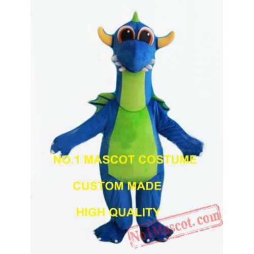 Cute Blue Dinosaur Mascot Costume