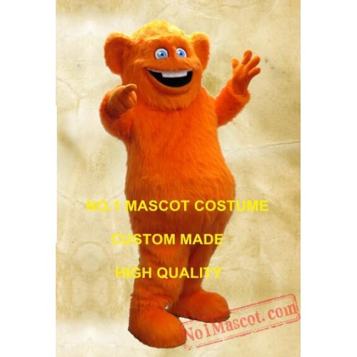 Orange Monster Mascot Long Hair Plush Costume