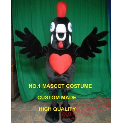 New Black Rooster Chicken Mascot Costume