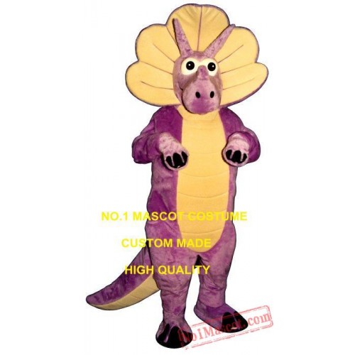 Purple Triceratops Mascot Costume