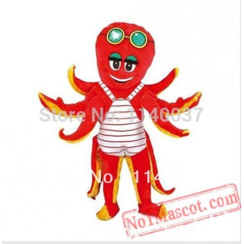 Red Octopus Mascot Costume