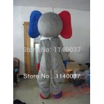 Red And Blue Ear Grey Elephant Mascot Costume
