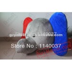 Red And Blue Ear Grey Elephant Mascot Costume