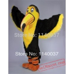 Long Hair Plush Material Yellow & Black Toucan Mascot Costume
