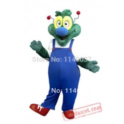 Blue Coat Green Dragon Dinosaur Adult Mascot Costume