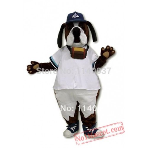 Cool White Coate St. Bernard Dog Mascot Costume