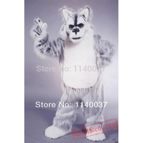 Deluxe Long Hair Light Grey Husky Mascot Costume