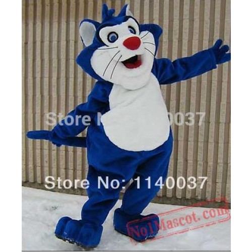 Blue Fat Cat Mascot Costume