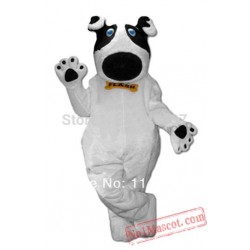 White Dog Flash Advertising Adult Mascot Costume
