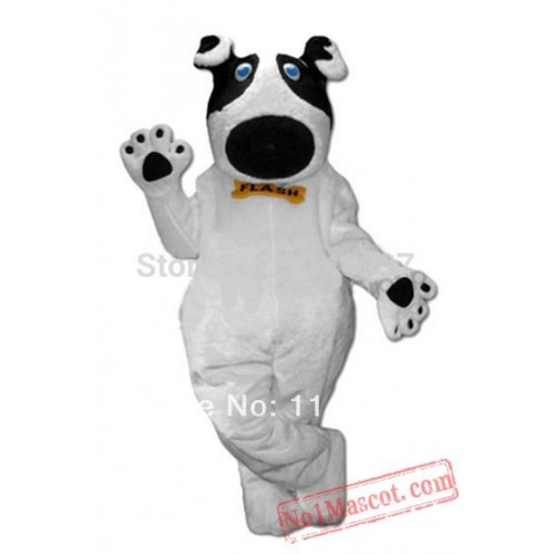 White Dog Flash Advertising Adult Mascot Costume