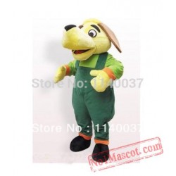 Green Suspender Trousers Yellow Dog Mascot Costume