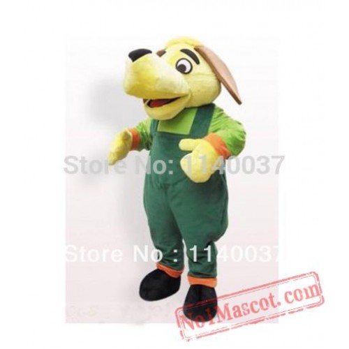 Green Suspender Trousers Yellow Dog Mascot Costume