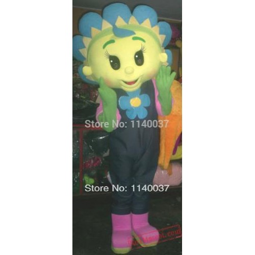 Blue Flower Girl Mascot Costume