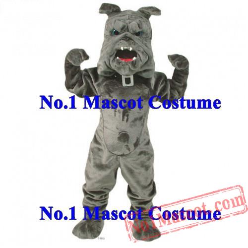 New Deluxe Power Bulldog Mascot Sport Costume Adult Grey Bulldog