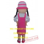 Pink Girl Mascot Costume