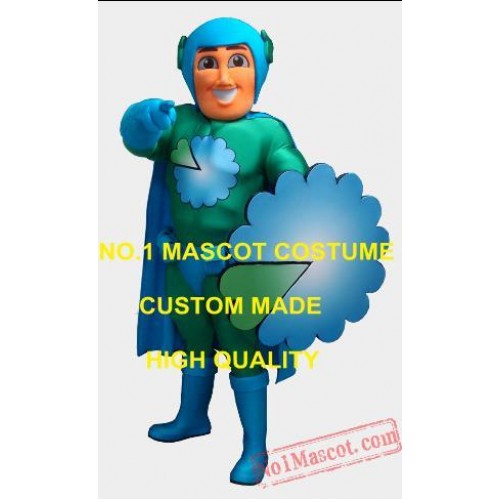 Blue & Green Superman Superhero Captain Mascot Costume