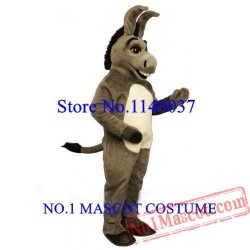 Big Smiling Grey Donkey Mascot Costume