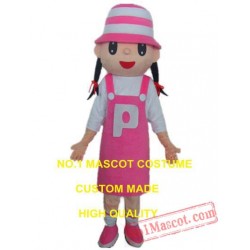 Pink Girl Mascot Costume